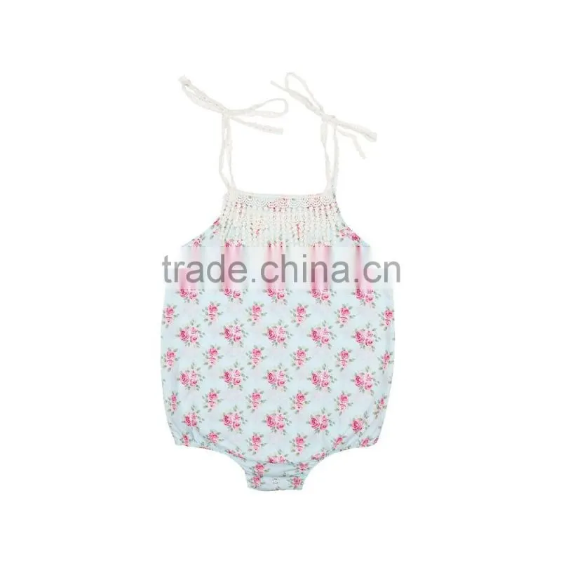Summer new design infant and toddlers clothing cute baby girl floral lace romper