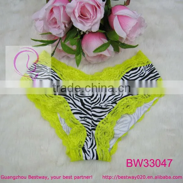 Fashion zebra printed underwear with lace trim