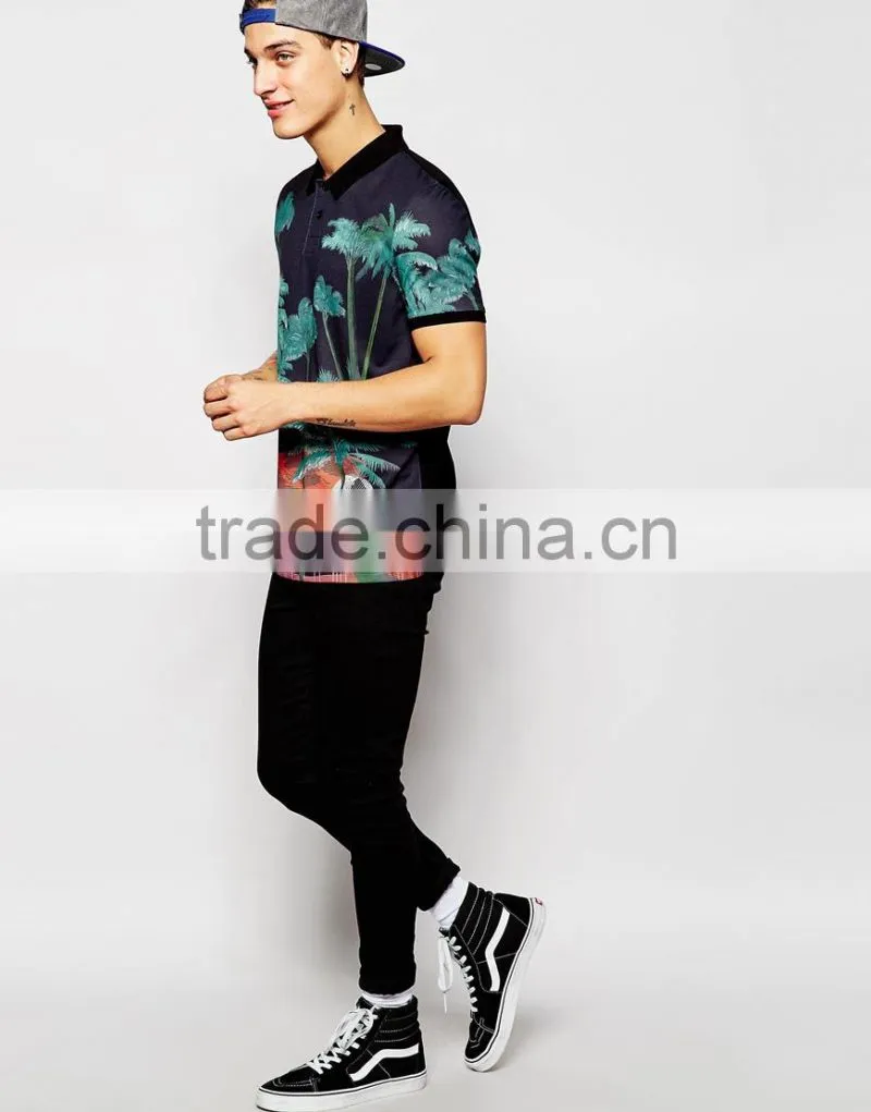 Latest Design Polo Shirt Design With Flamingo Print PS0115A