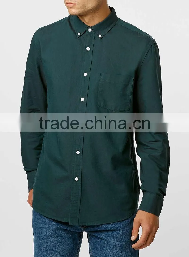 Dark Green Oxford Long Sleeve Casual Shirt