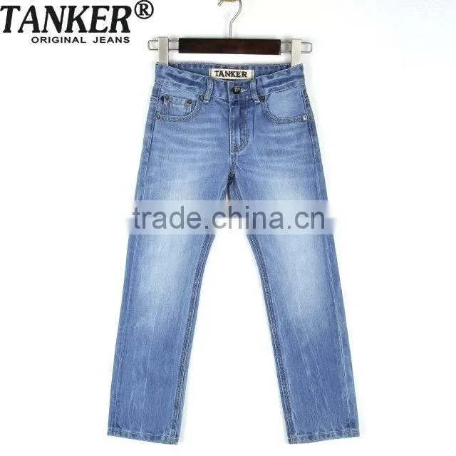 Boys light blue OEM/Wholesale HIGH-END100% cotton jeans kids fashion denim jean