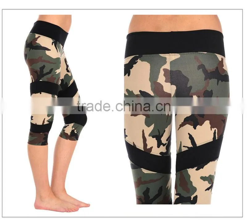 Custom Wholesale Women Camouflage Yoga Capri leggings sports tights