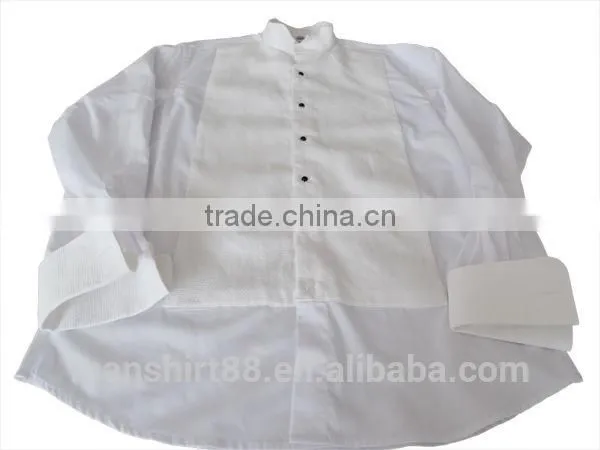 2017 white slim fit wing collar french cuff tuxedo shirt