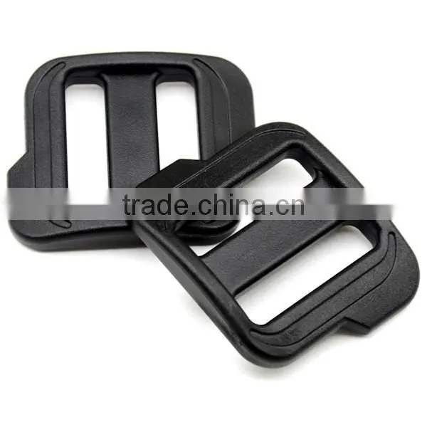 Plastic POM black Adjustable big Buckle Camping Carabiner Tri Glide slider buckles for backpack straps webbing