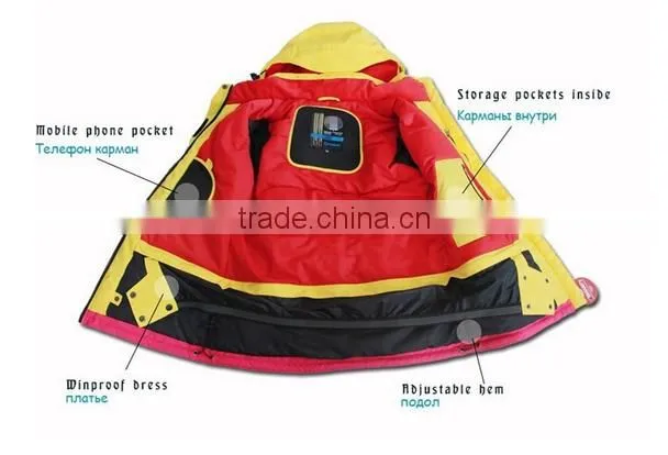 orange women waterproof quilted european ski jacket wholesale