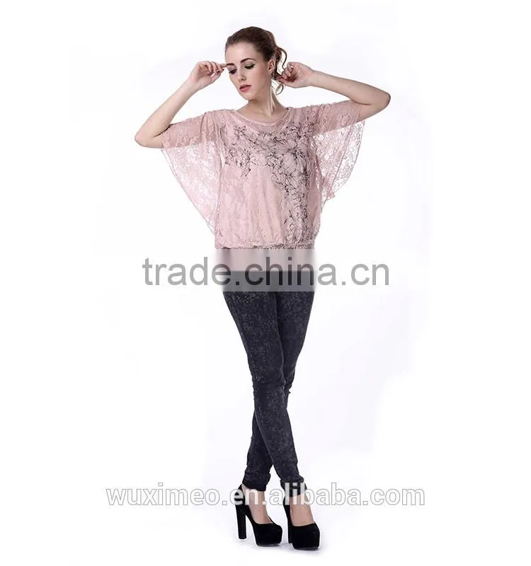 Brand design low price ladies light blue blouses
