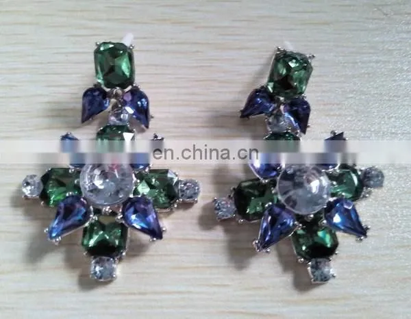 Bijuterias Atacado Cristal Brinco Fashion Emerald Clear Stone Earrings