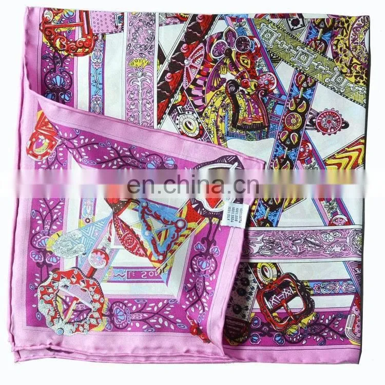 53cm square wholesale china factory silk printed scarf