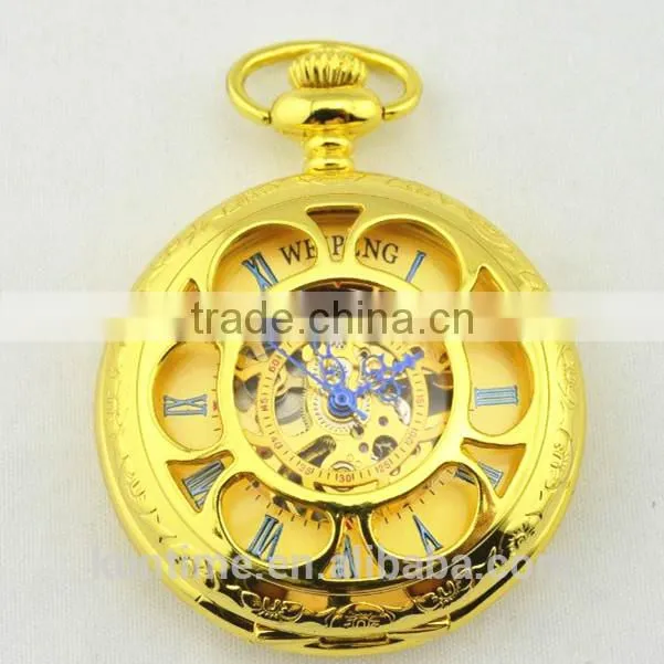 Golden Plated Watch Mechanica Reloj De bolsillo