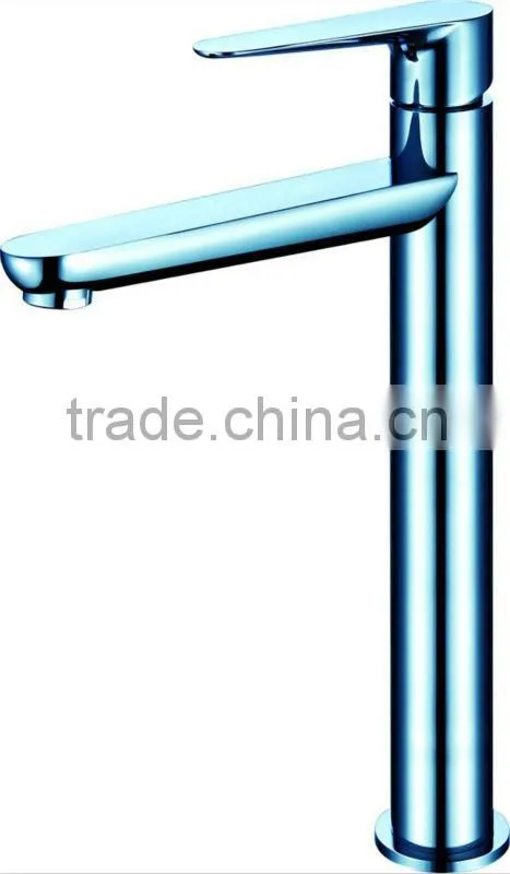 8114A High Quality Brass Deck Mounted Polished Chrome High Cold Water Bathroom Tall Basin Tap with Singel Lever