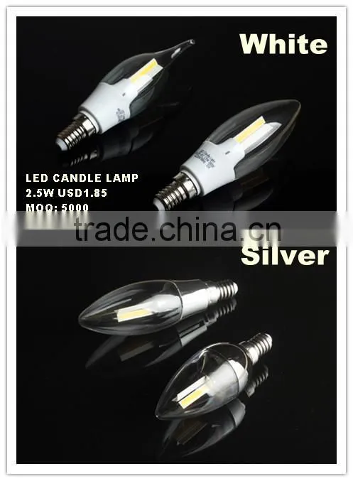 2016 New design item Glass Housing A60 2.2W gold LED candle lights