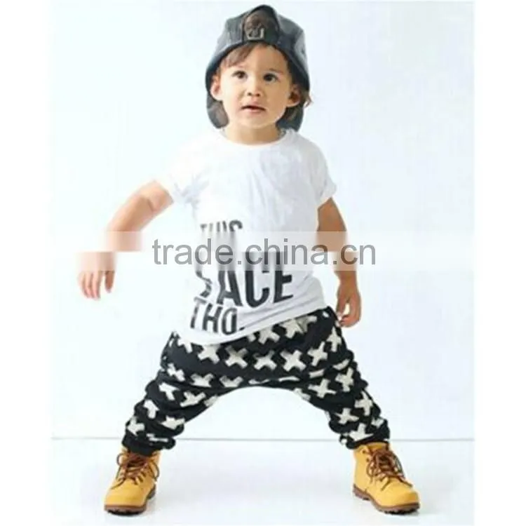 Ins Hot Sale Summer Children Clothes Set Fashion Alphbet Printed Shirt + X Pants Cotton Shirts