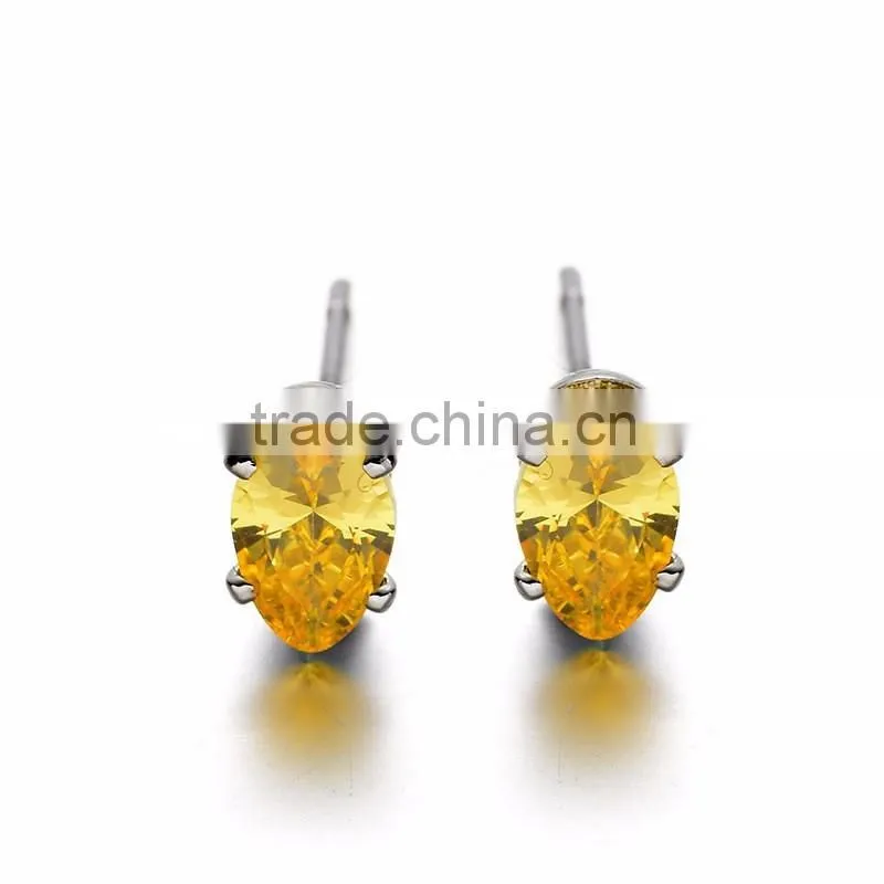 Newest 5 Pairs White and Yellow Zircon Jewellery Earrings Sets For Party Girls