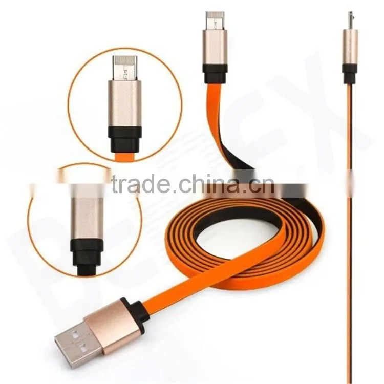 Real 2 in 1 Noodle Data Link Micro USB Charger IOS Cable