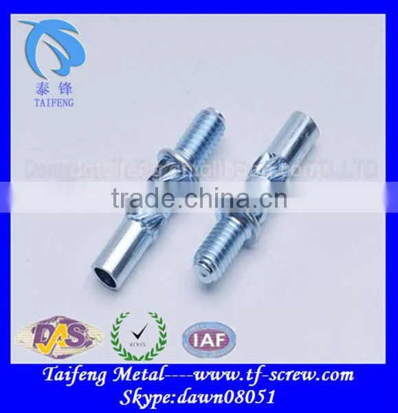 galvanized knurled double end bolt with round collar