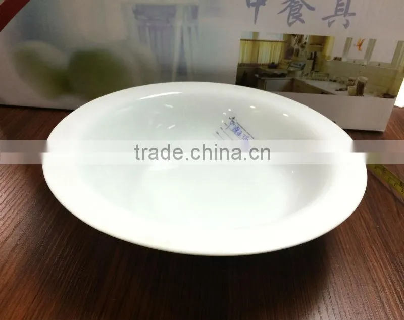 LJ-4502 9'' cheap white dinner plates for restaurant / porcelain round deep plates / bulk white dinner plates