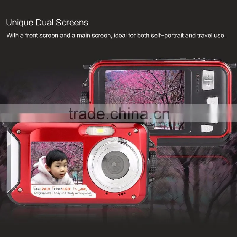 max 24 mp waterproof camera/dual display digital camera under water