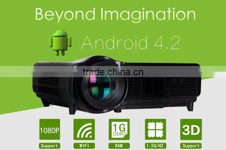 Built In Android 4.2 USB3.0 WIFI Free Shipping Projector LED proyector,Full HD Red/Blue 3D Support 1080P Projector