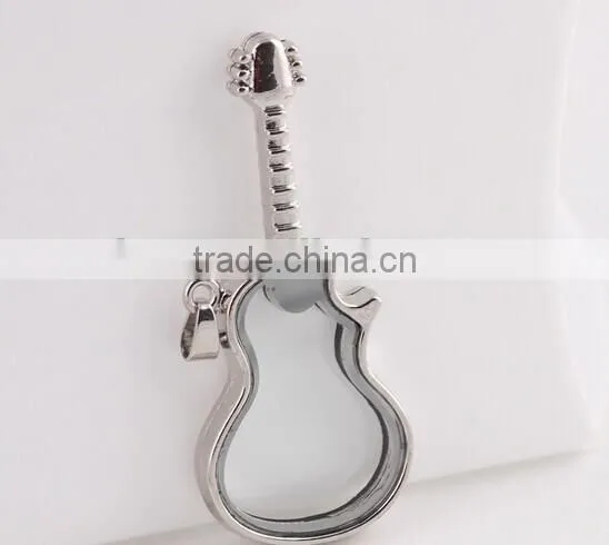 new products silver jewelry Guitar photo locket& floating locket&costume jewelry locket