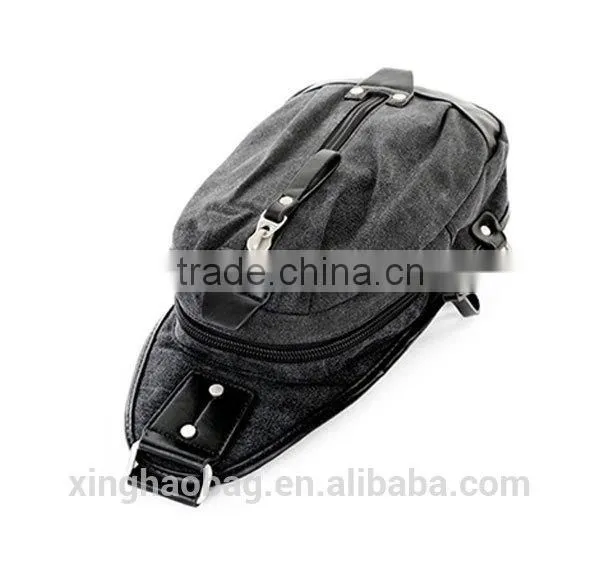 leisure style canvas leather material men chest bag