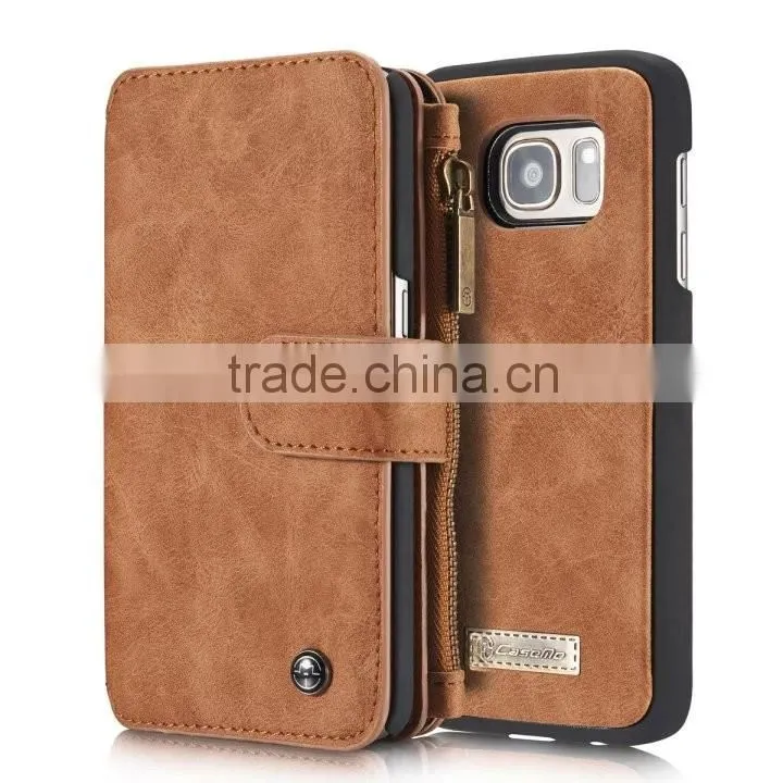 Caseme Card slot PU leather wallet case for S7 Zipper photo frame flip case for S7