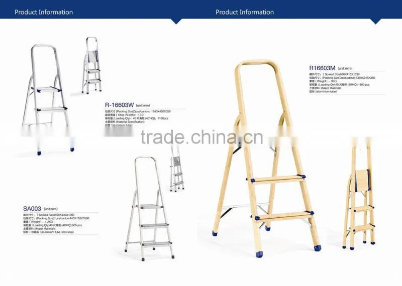 Portable Aluminium Ladder with Rubber Cover Step, Safety Handrail GS and EN131 approval