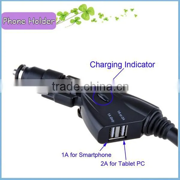 Mobile Mount Holder 2 USB Socket Car Holder for Mobiles