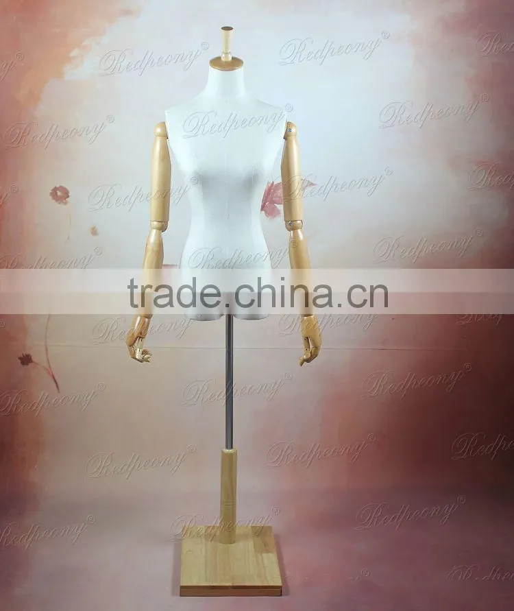 dummy torso female mannequin with wood arms