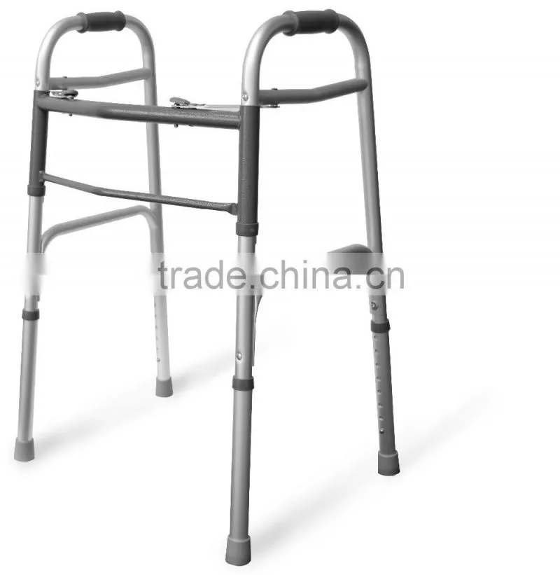 Dual release aluminum folding walker