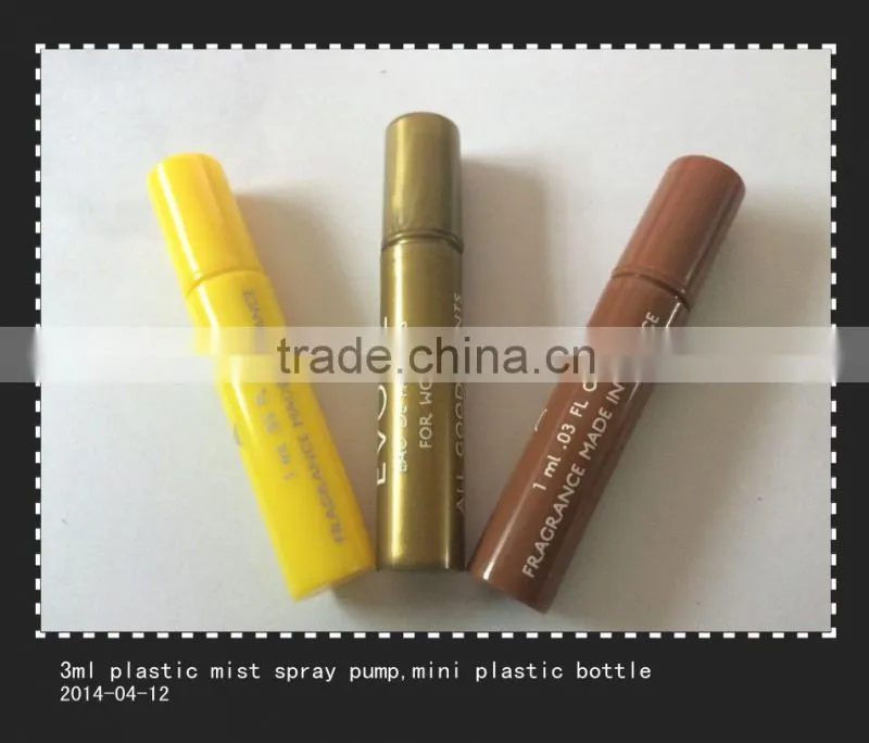 2ml empty perfume mini plastic pump spray fine mist bottle