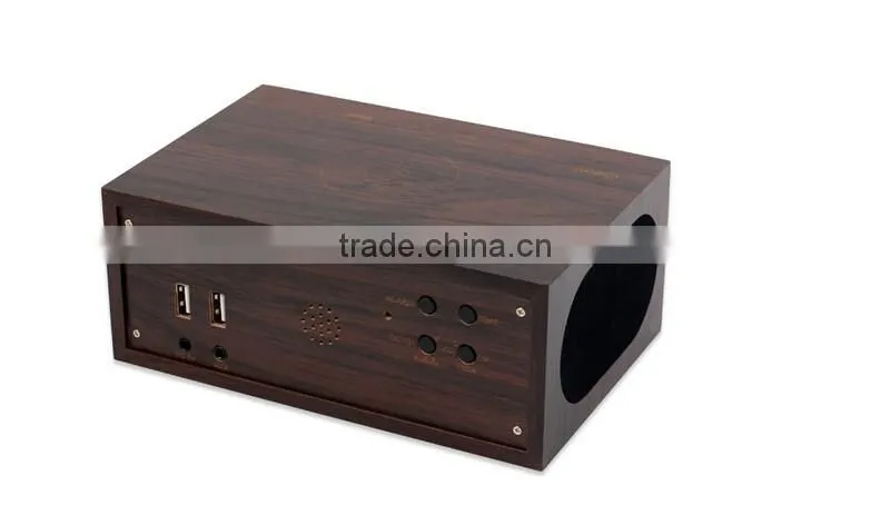 Wireless charger+Clock+Alarm+Thermometer,New style wood bluetooth speaker