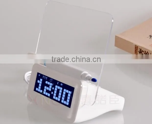 novel smart night light clock with memo board with USB HUB