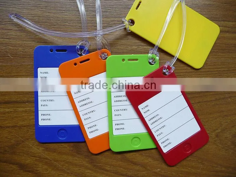 Iphone shape plastic luggage tag with string