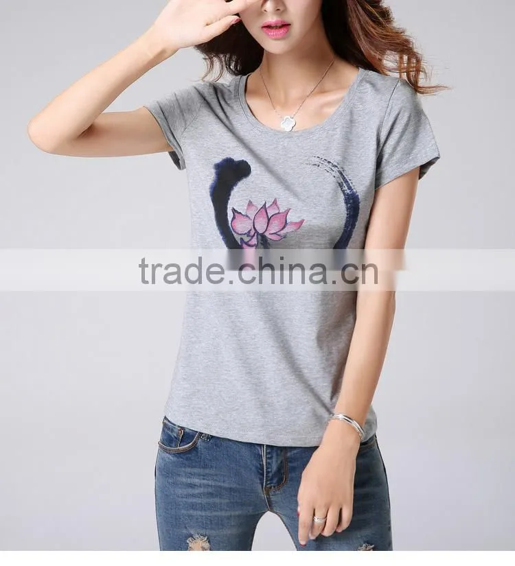 Literature and art of cotton print women cultivate one's morality short sleeve thin half sleeve of fat women t shirt