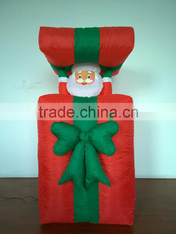 DJ-XT-19 movable christmas inflatable santa claus hide in the gift patio decoration
