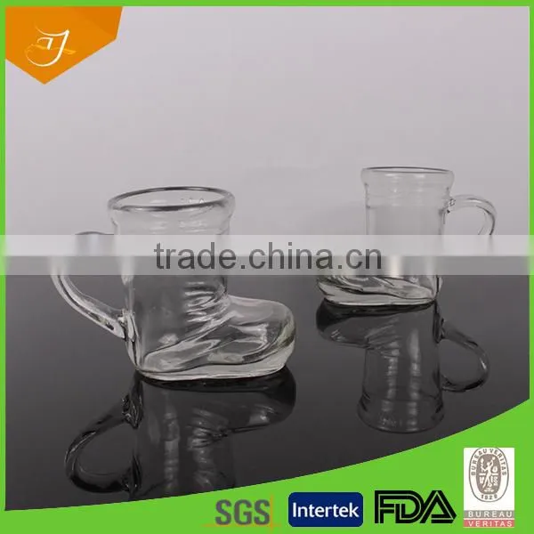 Boot Shape Clear Glass Beer Mug With Handle , Sublimation Beer Steins