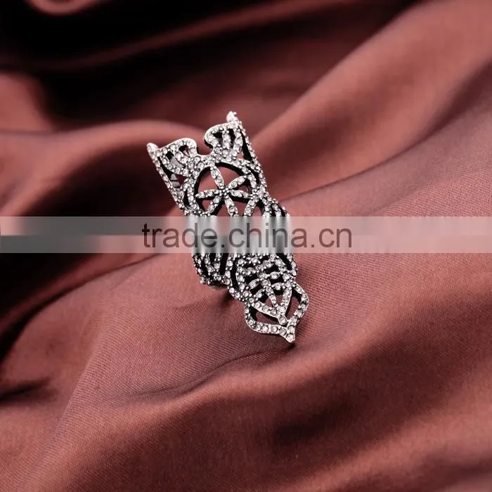 2015 china wholesale Ashine brand Europe&America Fashion simple hollow statement gunblack silver ring