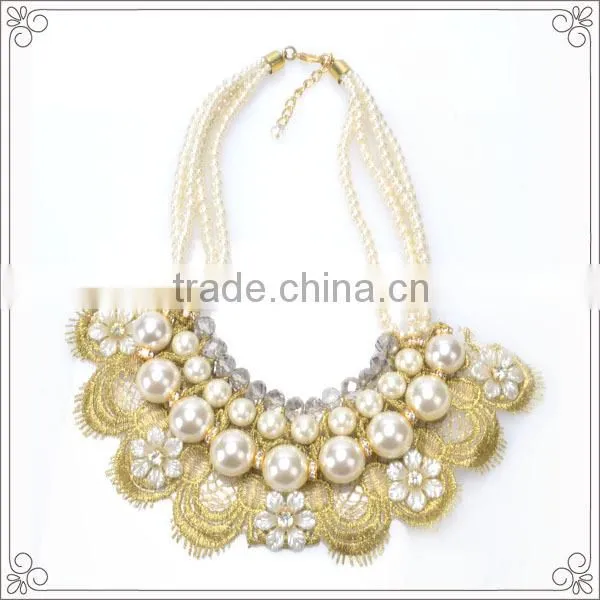 wholesale Europe And America Pearl Statement Necklace With Flower Lace in china