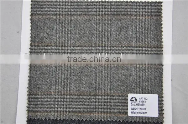 Wholesale high quality wool viscos woolen wool plaid fabric for winter coats