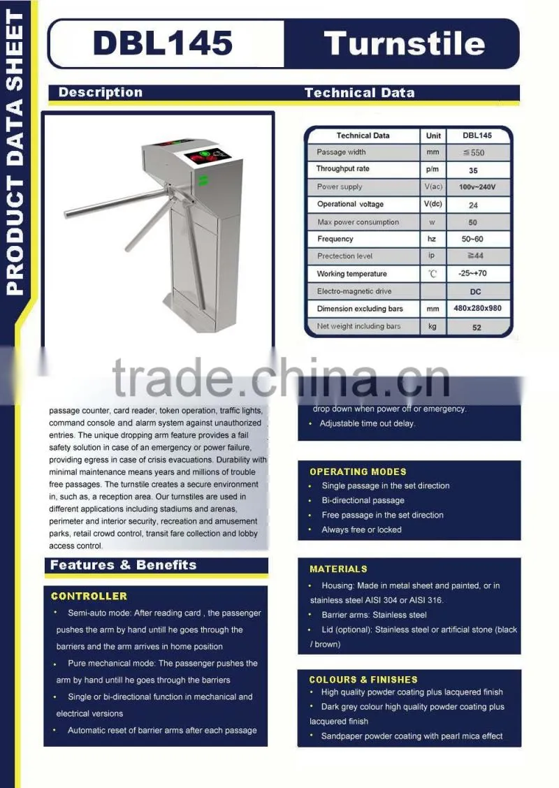 Buy Tripod Turnstile from China , Low Cost Waist High Optical Tripod Turnstiles