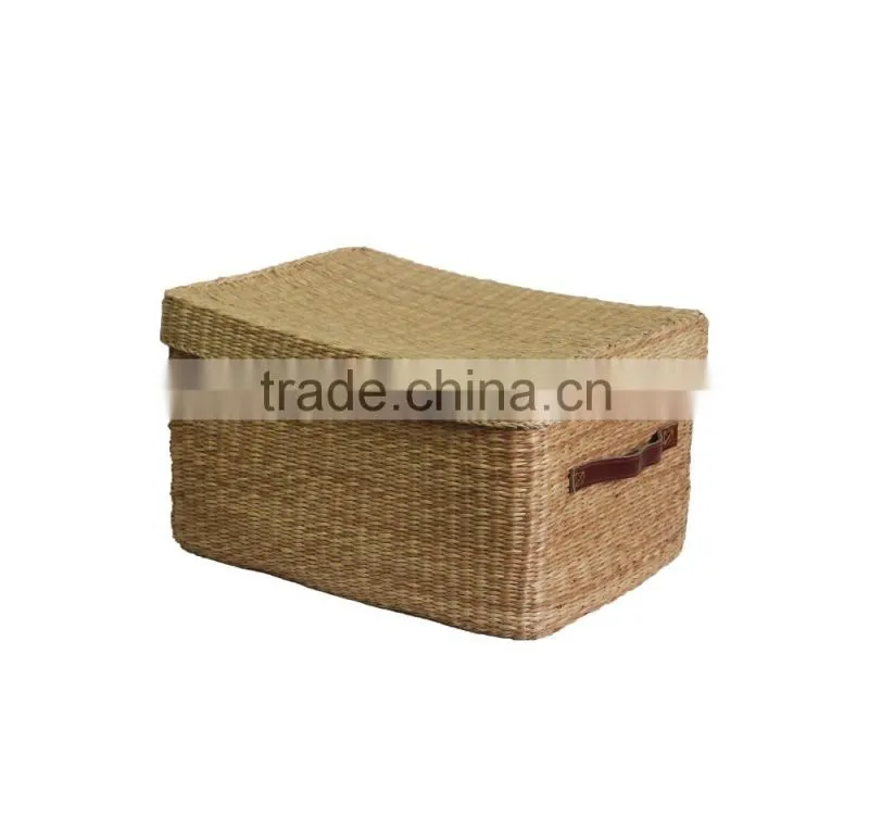 Cute seagrass box with lid, natural seagrass basket with very very cheap price