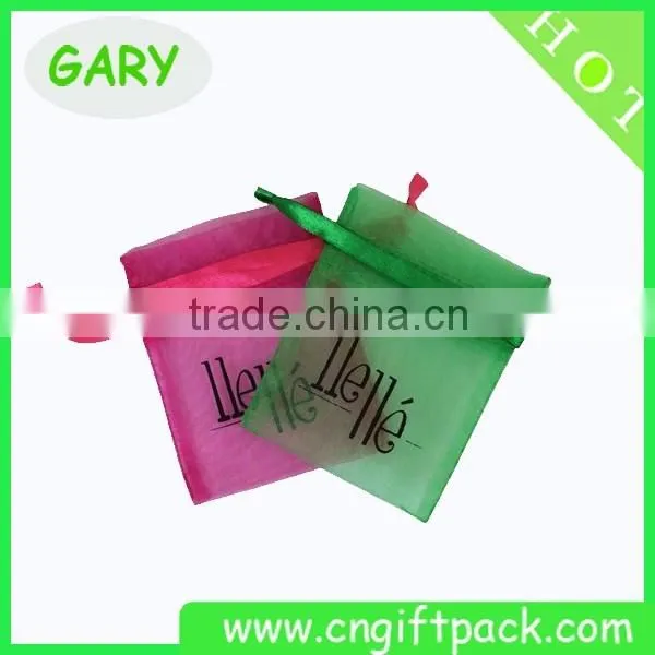 12x16cm China Organza Bags with Logo Ribbon
