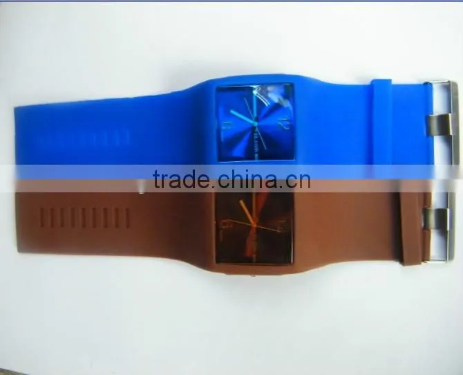 Fashion sport silicone rubber Wide bands Wrist watch customized logo printing