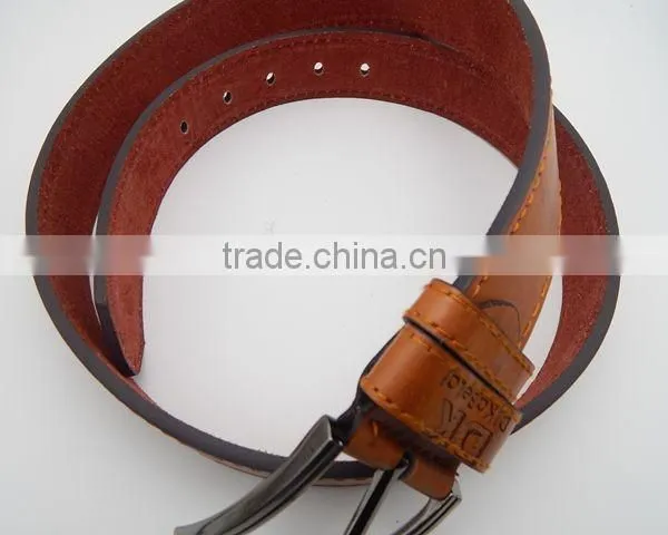 brown color cheap price PU leather belt for men cow hide factory direct eco-friendly material