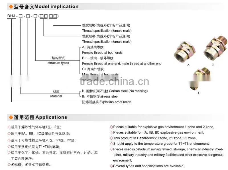 China explosion proof union high quality