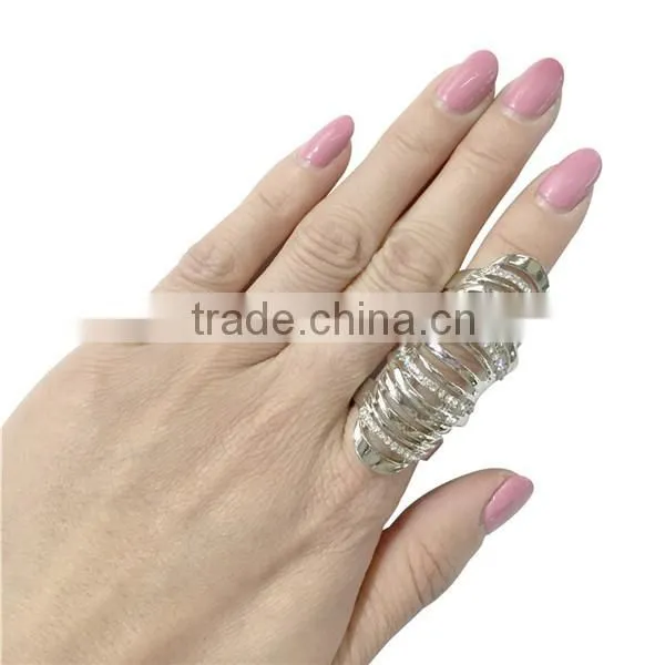 Wholesale Latest design gold plated rhinestone Full Finger Knuckle Ring Fashion Jewelry