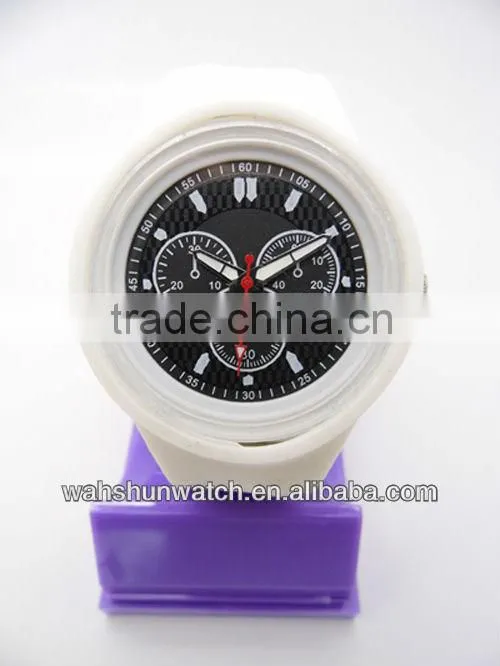 factory custom logo fashion quartz branded silicone wrist white watch with black dial