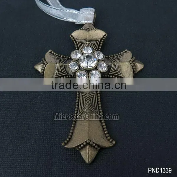 71*92mm Goldplated Fashion Wholesale Rhinestone Cross Pendant