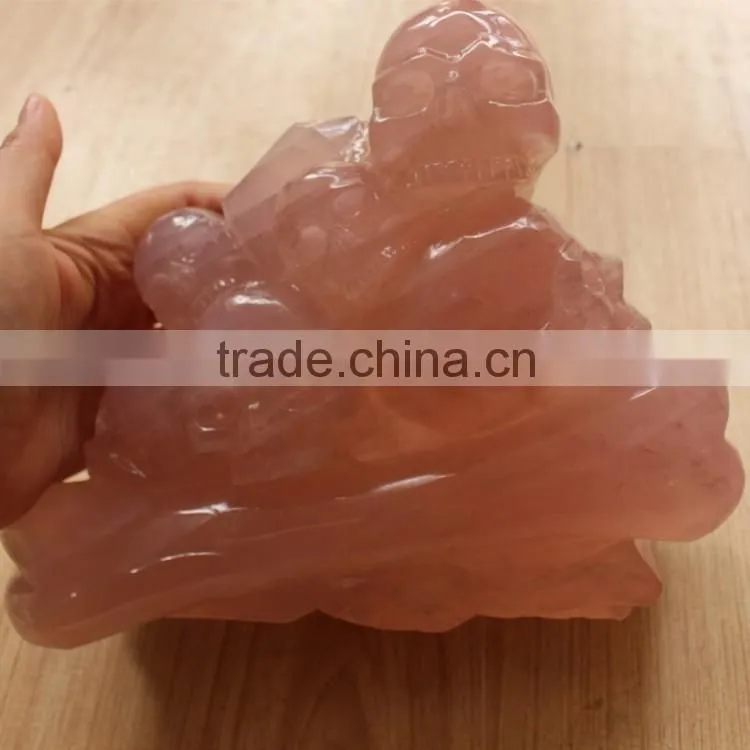 Top Quality Rose Quartz Crystal Multi Skulls Hand Carved
