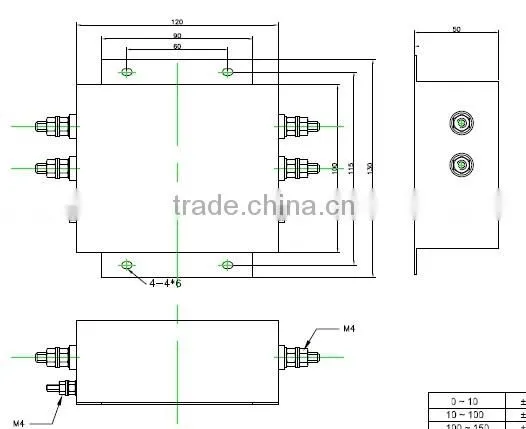AC 3 phase 3 line Input EMC EMI filter